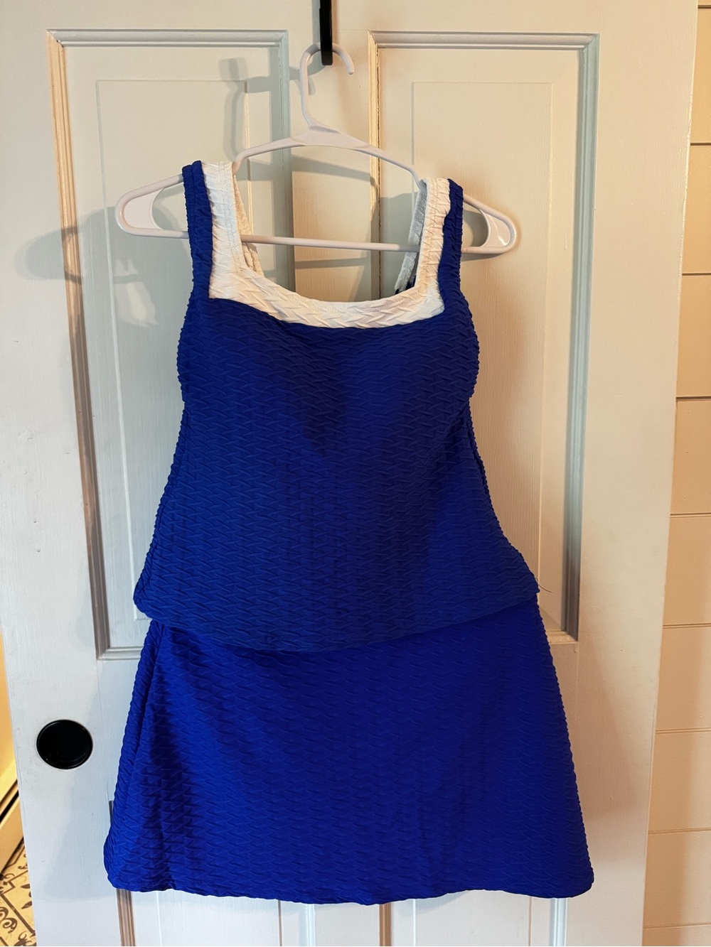 Lands' End Royal Blue Textured Two Piece Swim Top and Bottoms NWT